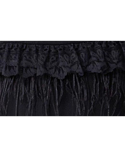 Endless Rose Black Lace Feather Trim Camisole