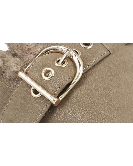 MIA Gray Sugary Faux Shearling Platform Mule