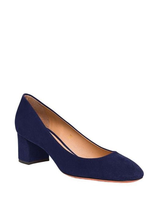 Santoni Blue Suede Low-Heel Pump