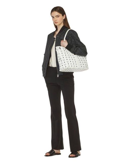 MCM White Medium Liz Reversible Shopper