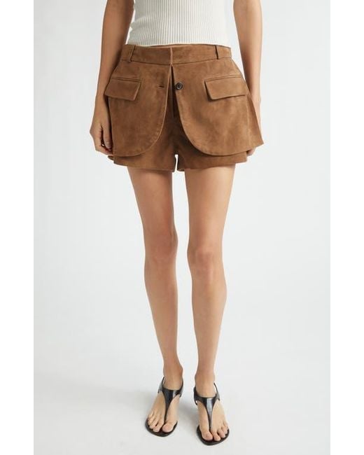 Monse Brown Jacket Hem Suede Shorts