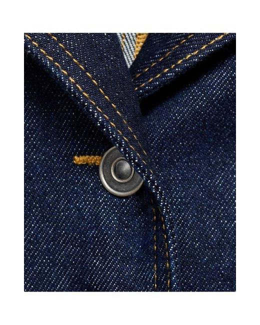 Mango Blue Fitted Crop Denim Jacket
