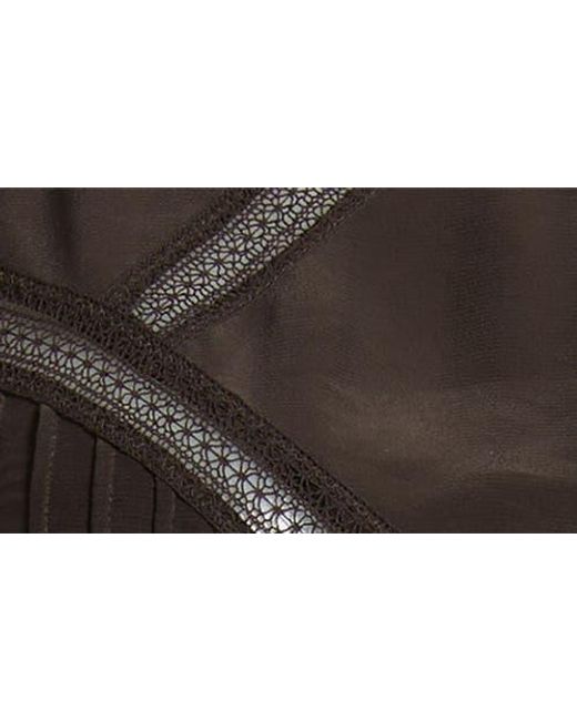 Madewell Black Lace Insert Mock Neck Long Sleeve Top