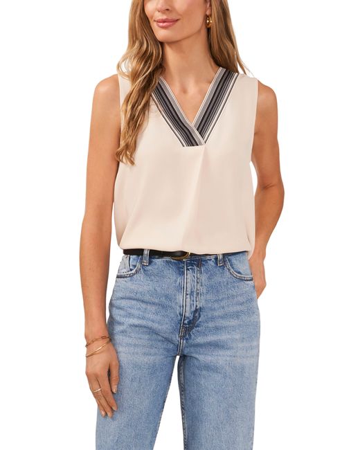 Vince Camuto Blue Placed Print Sleeveless Top