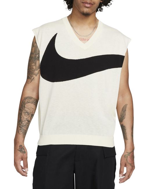 Nike Swoosh Graphic Sweater Vest in Black for Men | Lyst