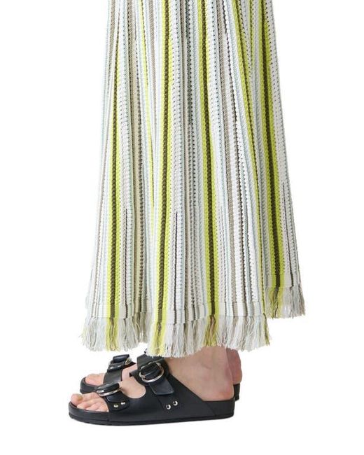 Akris Punto Green Stripe Mixed Stitch Maxi Sweater Skirt