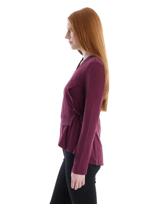 Wilt Purple Mixed Media Double Layer Effect V-Neck Tee