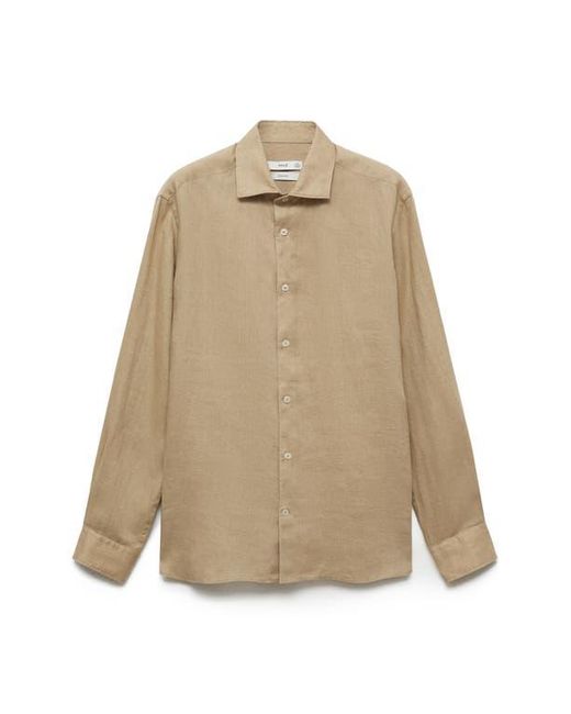 Mango Natural Slim Fit Linen Button-Up Shirt for men