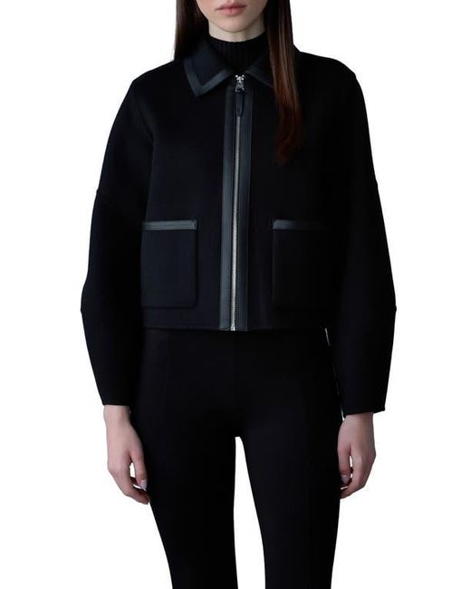 Mackage Black Solana Wool & Leather Jacket