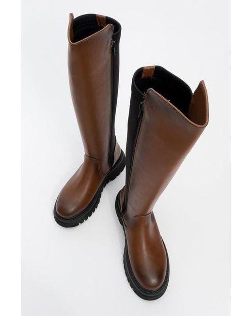 Prologue Shoes Brown Shadow Knee High Boot