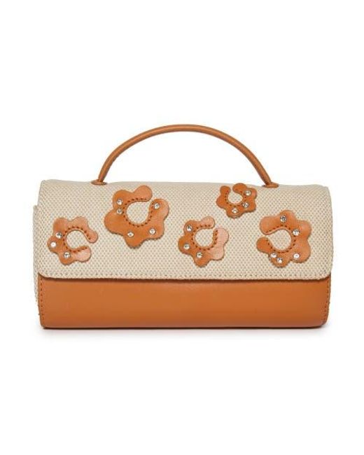 Lele Sadoughi Brown Mini Tabitha Floral Top Handle Bag