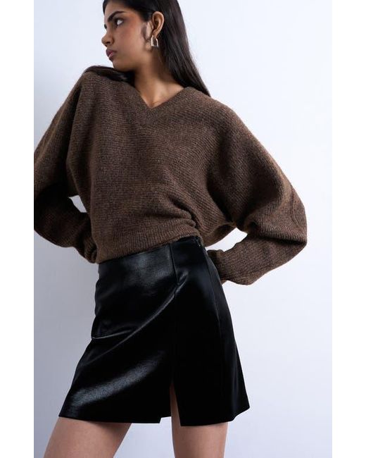 TOPSHOP Black Faux Leather Miniskirt