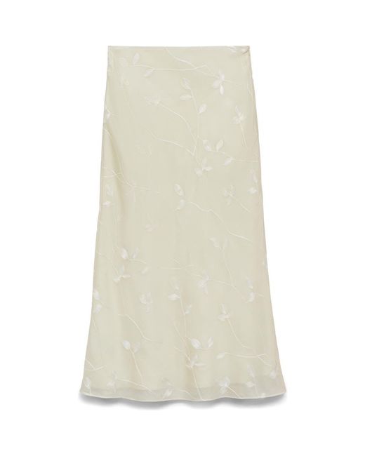 Mango Natural Embroidered Midi Skirt