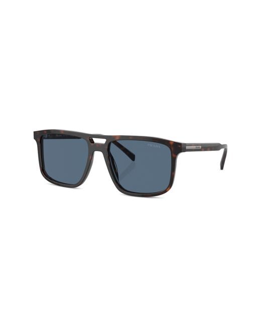 Prada Blue 56mm Rectangular Sunglasses for men