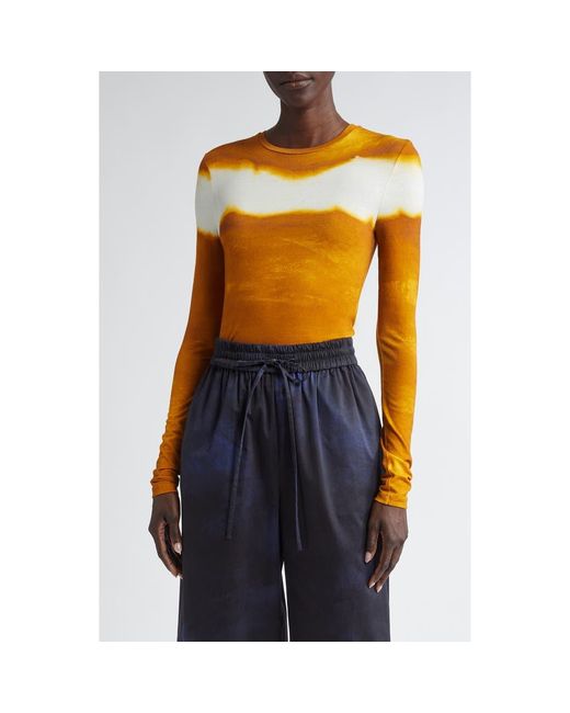 Jason Wu Blue Painted Stripe Long Sleeve Jersey Top