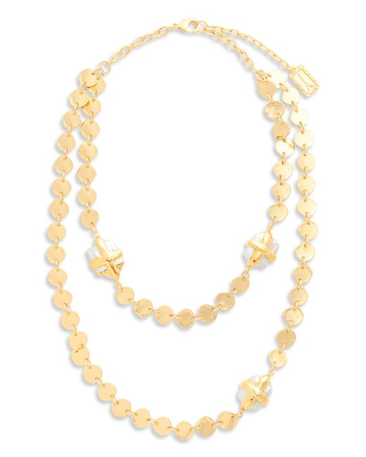 Karine Sultan White Mini Coin & Pearl Layered Necklace