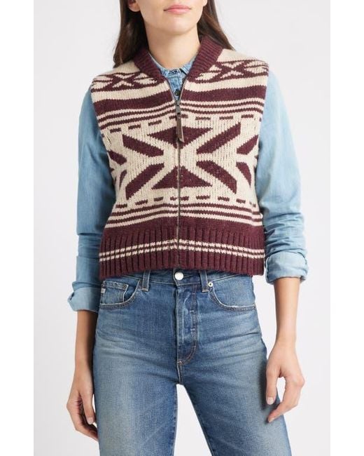 Pendleton Blue Shetland Collection Wool Zip Vest