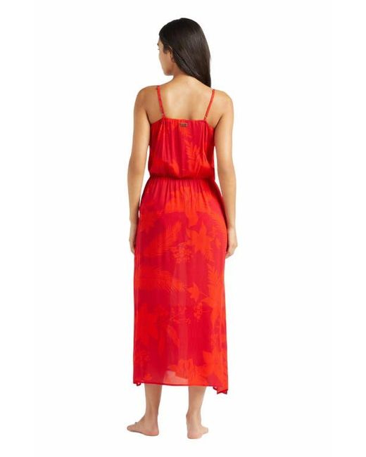 Vilebrequin Red Flower Power Long Rayon Dress