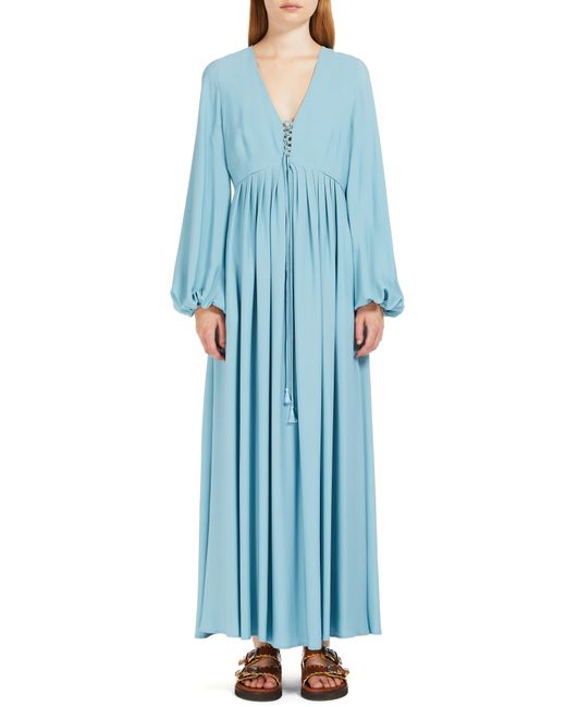Max Mara Blue Guelfi Long Sleeve Maxi Dress
