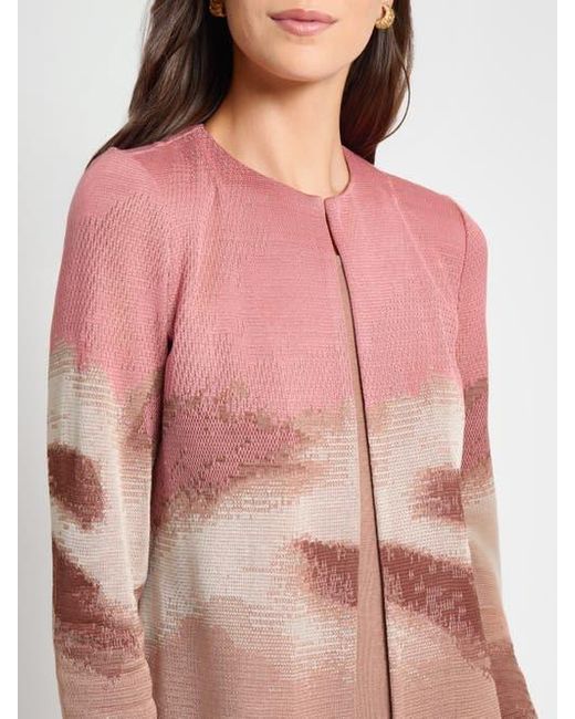 Misook Pink Heritage Landscape Pattern Knit Jacket