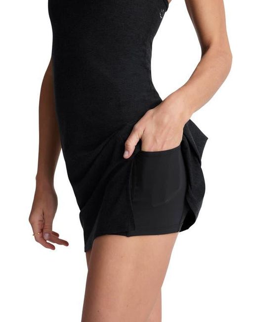 Beyond Yoga Black Fearless Asymmetric Space Dye Active Minidress