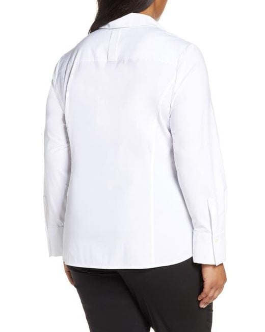 Lafayette 148 New York White Pandita Chain Trim Blouse