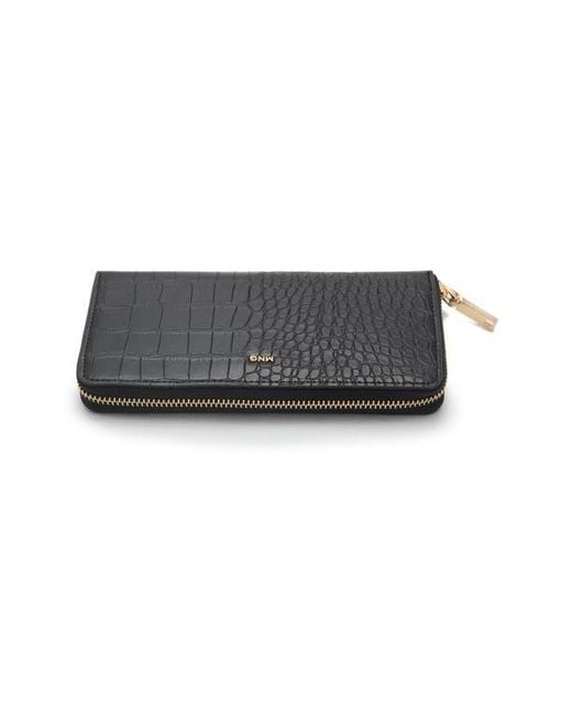 Mango Black Croc Embossed Faux Leather Wallet