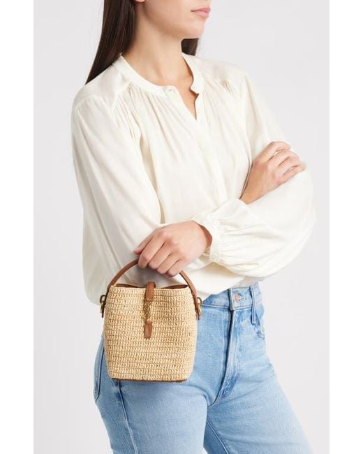 Saint Laurent Natural Mini Le 37 Raffia Bucket Bag