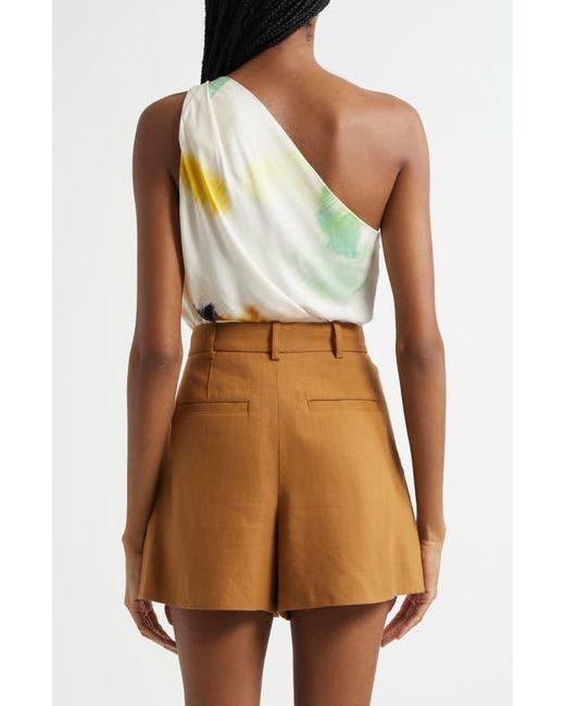 A.L.C. Multicolor Aster Abstract Print One-Shoulder Top