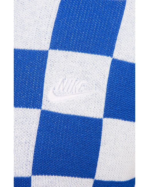 Nike Blue Club Checkers Jacquard Polo Sweater for men