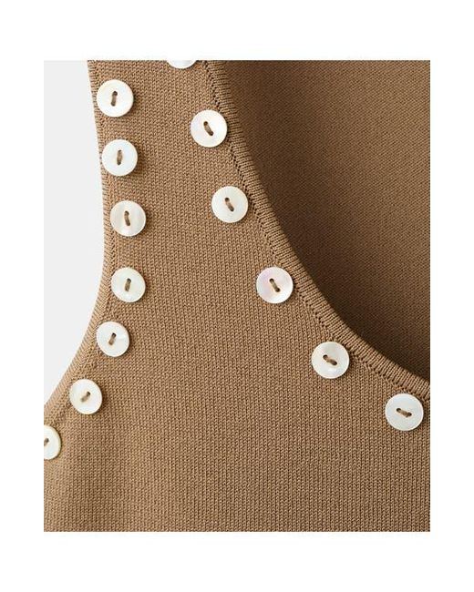 Mango Blue Button Trim Tank
