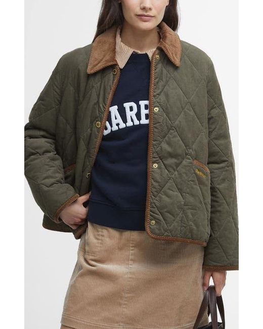 Barbour Gray Liddesdale Crop Quilted Jacket