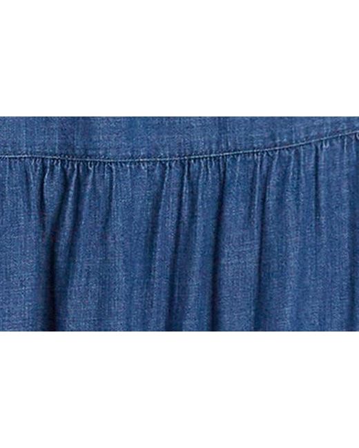 Wash Lab Denim Blue Ombré Tiered Denim Maxi Skirt