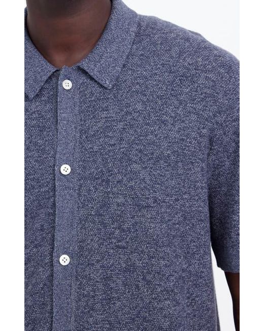 Madewell Blue Marled Cotton Button-Up Sweater Polo for men
