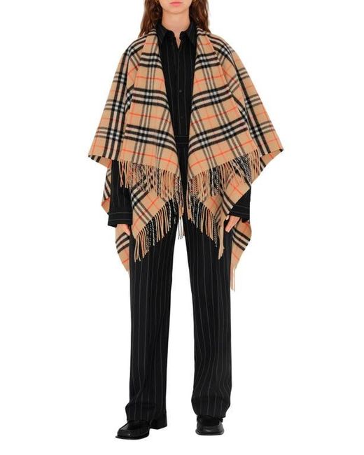 Burberry Black Check Wool & Cashmere Cape