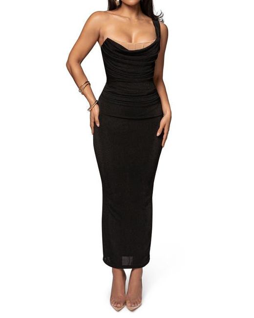 JLUXLABEL Black Krishna One-Shoulder Cocktail Dress