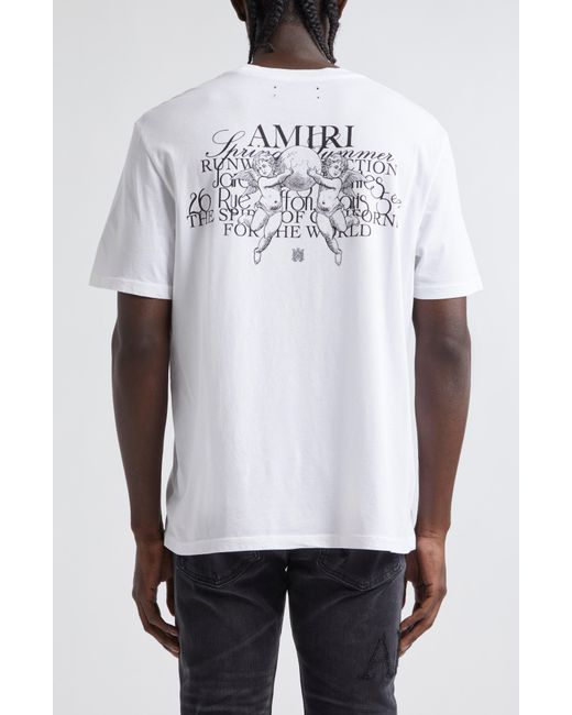 Amiri White Cherub Text Cotton Graphic T-shirt for men