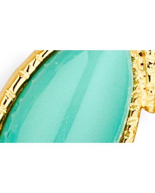 Kenneth Jay Lane Blue Faux Leaf Drop Earrings