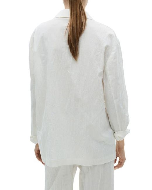 Mango White Wrinkled Effect Double Breasted Suit Jacket