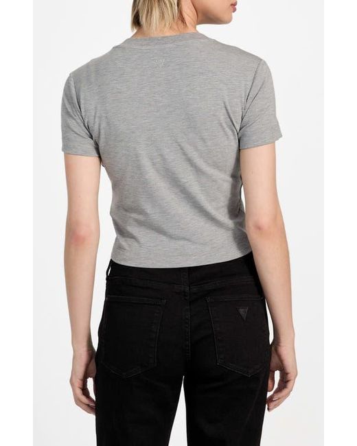 Guess Gray Basic Crop Mini Logo T-Shirt