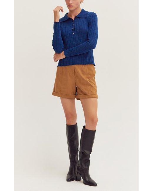 Crescent Brown Suede Cuffed Shorts