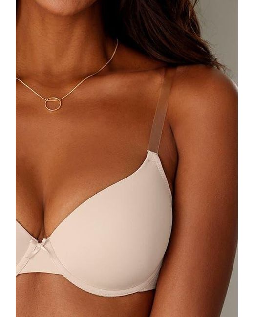 Lascana Brown Underwire Clear Strap T-Shirt Bra