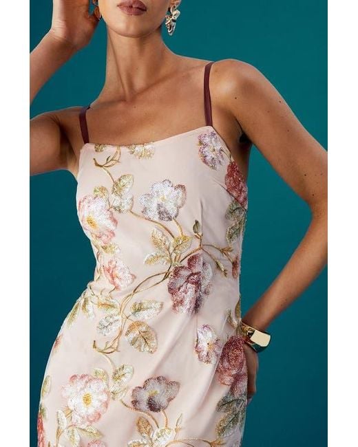 Coast White Muse Strappy Floral Sequin Maxi Dress