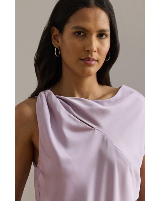 Ralph Lauren Purple Asymmetric Drape Charmeuse Top