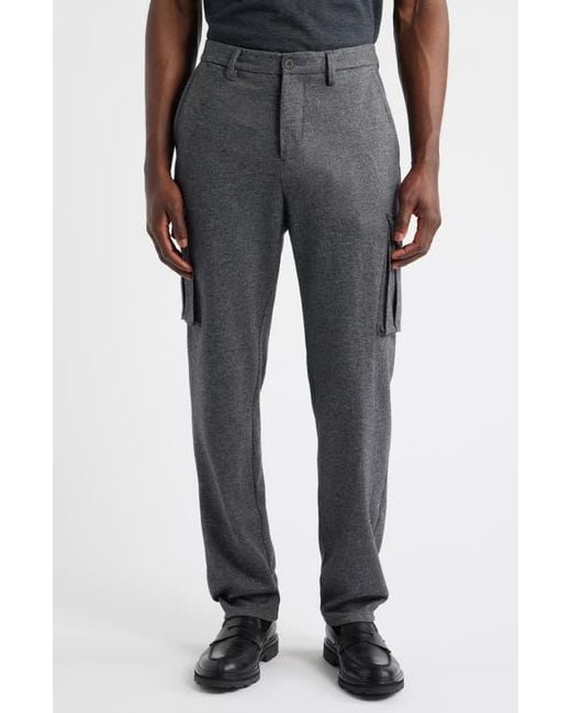 Bugatchi Gray Brushed Knit Flat Front Cargo Pants for men