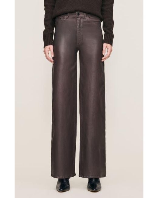 DL1961 Black Hepburn Coated High Waist Wide Leg Jeans