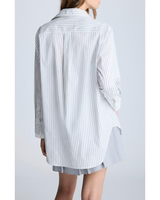 Kenneth Cole White Stripe Oversize Button-Up Shirt