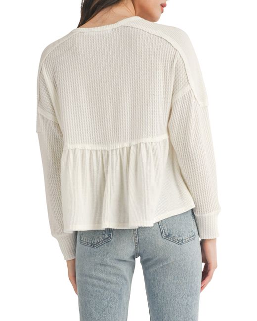All In Favor White Mixed Knit Peplum Top In At Nordstrom, Size Small