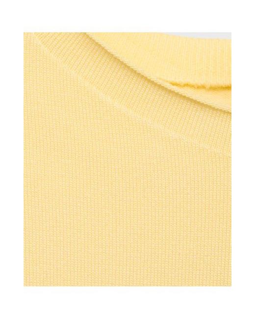 Mango Yellow Cap Sleeve Fine Knit Sweater