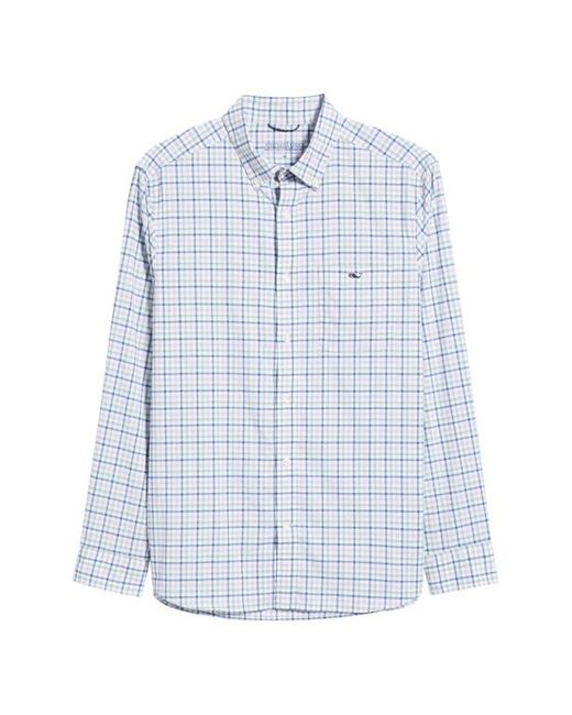 Vineyard Vines Blue Forepeak Tattersall Check Performance Button-Down Shirt for men